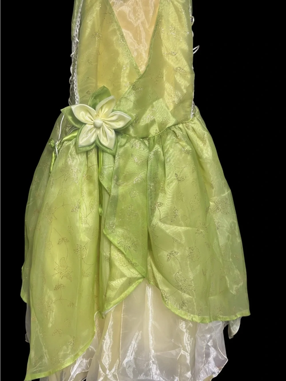 Girls Lime Green Fairy Costume Dress with Flower Accent